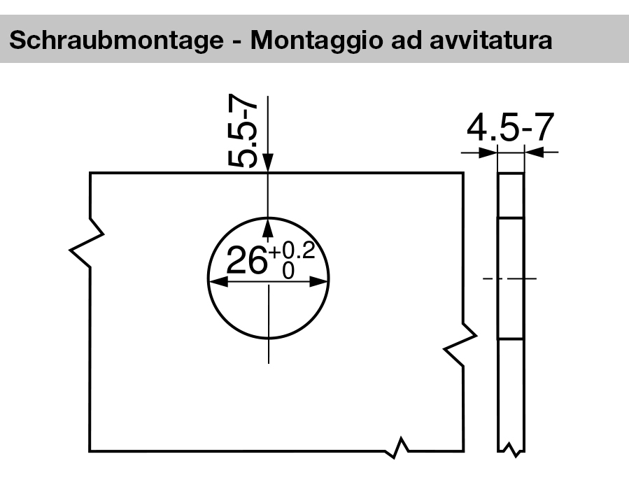 +45°-cerniera per mobili ad angolo per ante in cristallo CLIP top
