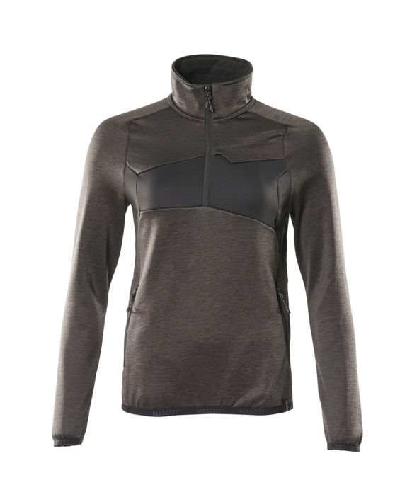 Maglione in pile con mezza cerniera ACCELERATE antracite scuro/nero