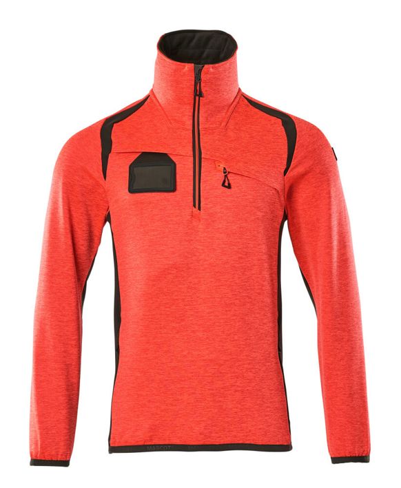 Maglione in pile con mezza cerniera ACCELERATE SAFE hi-vis rosso/antracite scuro
