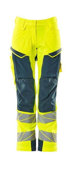 Pantaloni con tasche porta-ginocchiere ACCELERATE SAFE hi-vis giallo/petrolio scuro