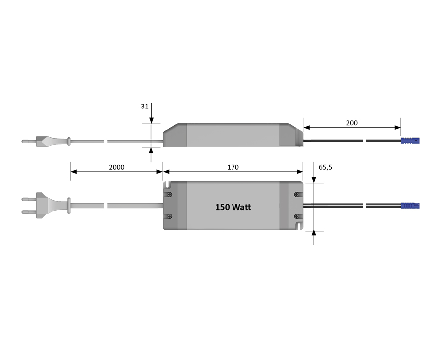 Alimentatore per LED 150 W con spina piatta europea