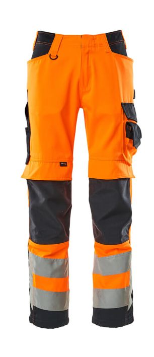 Pantaloni con tasche porta-ginocchiere SAFE SUPREME hi-vis arancio/blu navy scuro