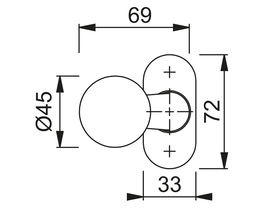 Pomolo zancato fisso/girevole 50G/55 
