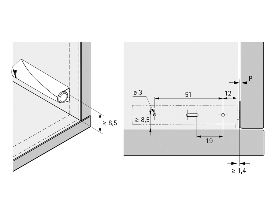 Push to open pin Strong da avvitare - corsa lunga 