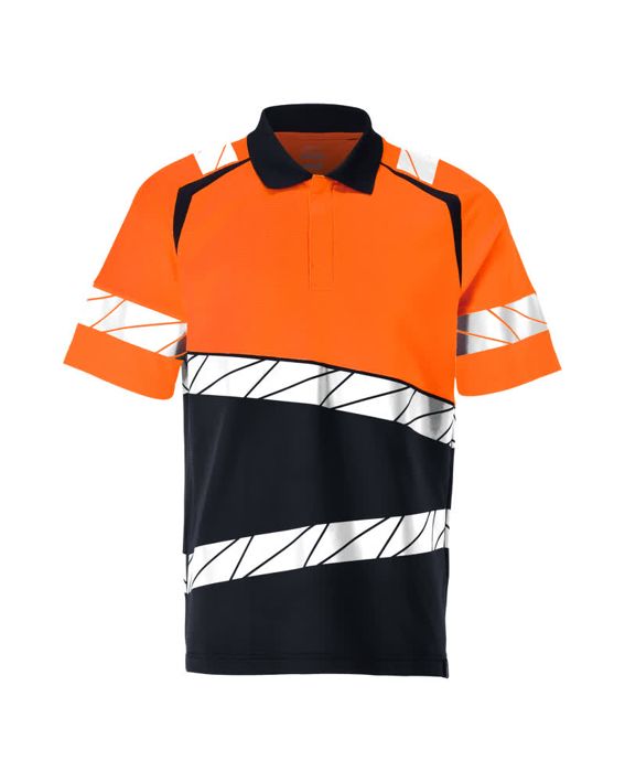 Polo ACCELERATE SAFE blu navy scuro/hi-vis arancio