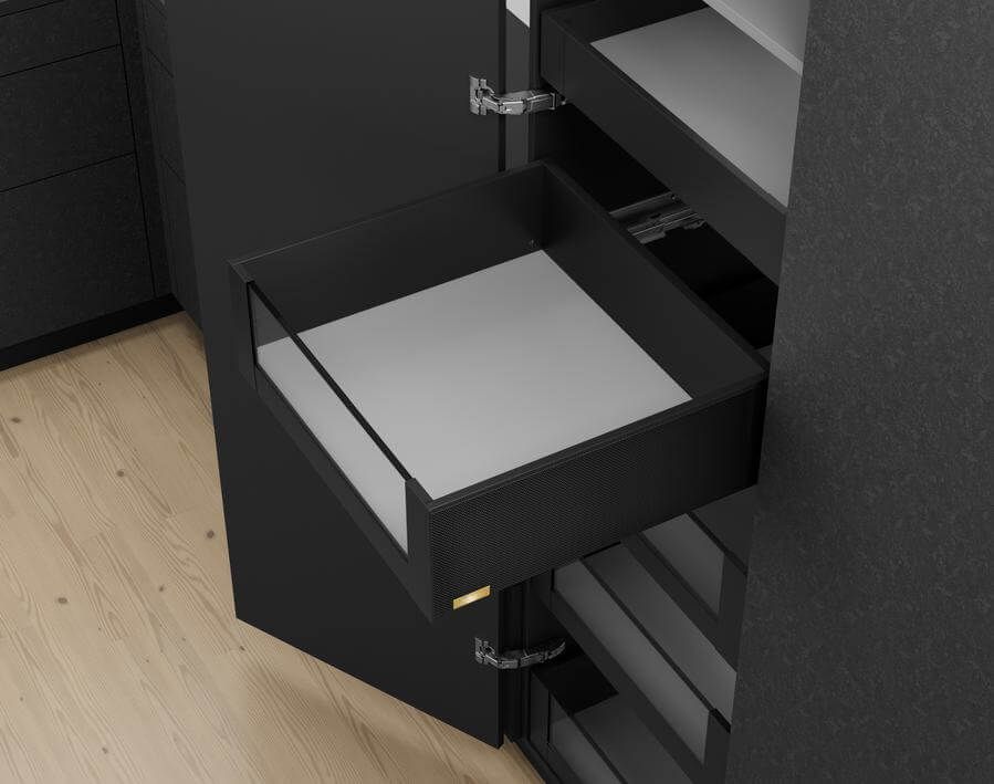 Legrabox - Cassetto interno con vetro - altezza C - nero carbonio opaco 