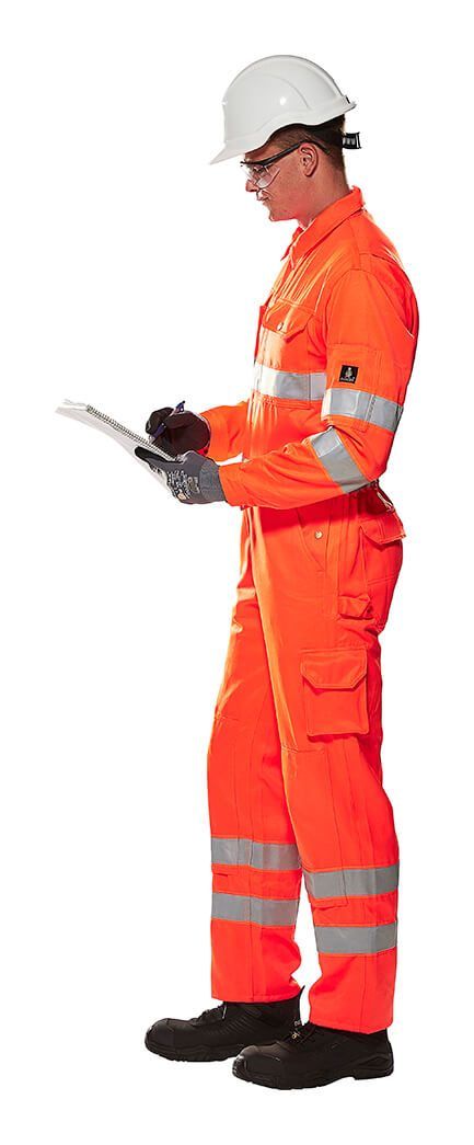 Tuta da lavoro con tasche porta-ginocchiere SAFE CLASSIC hi-vis arancio