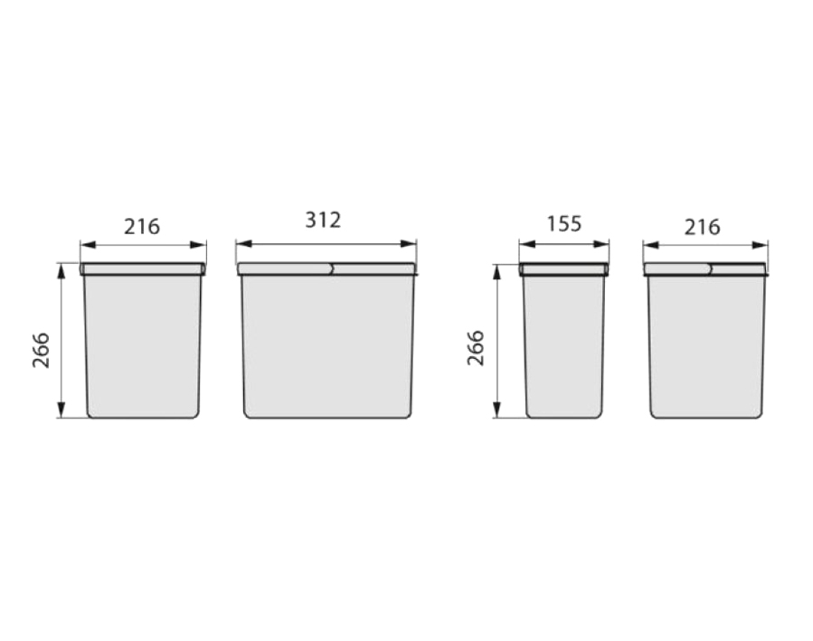 Kit di contenitori per la raccolta differenziata Recycle 