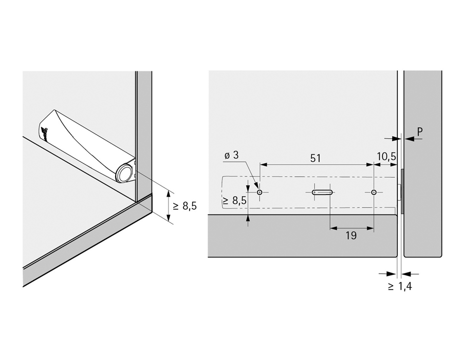 Push to open pin da avvitare - corsa lunga 