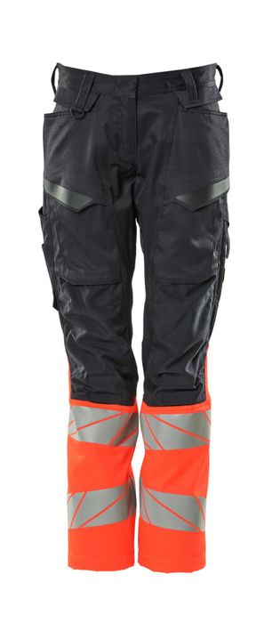 Pantaloni con tasche porta-ginocchiere ACCELERATE SAFE blu navy scuro/hi-vis rosso