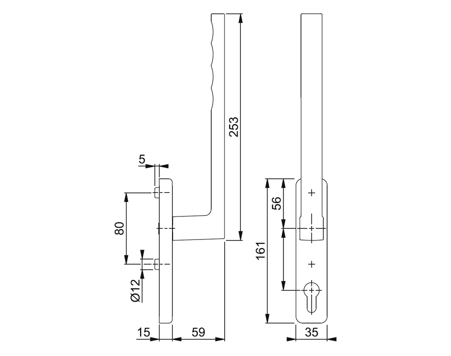 Maniglione singolo per alzante scorrevole (lato interno) serie Toulon HS-0737/419N-AS 