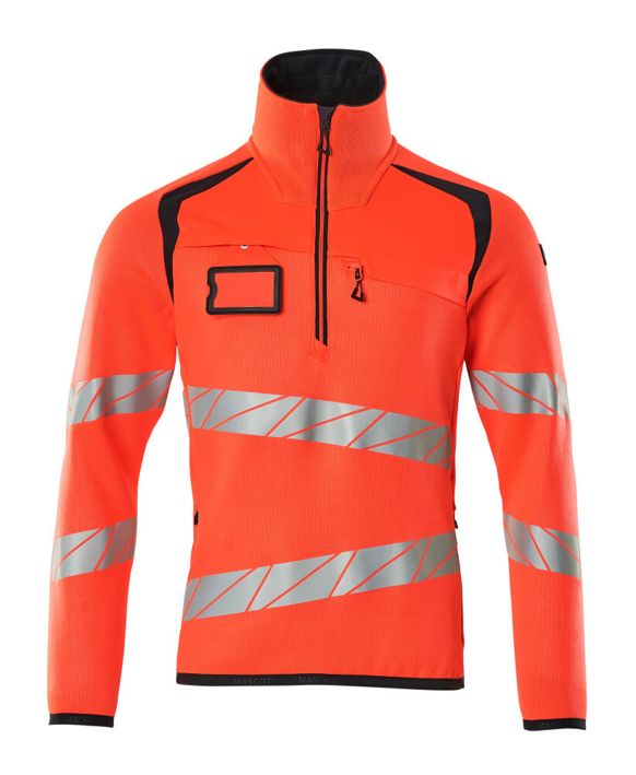 Maglione con mezza cerniera ACCELERATE SAFE hi-vis rosso/blu navy scuro