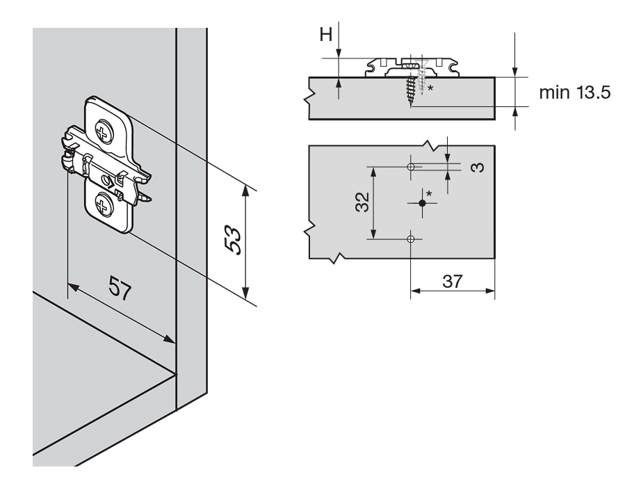 Piastrina di premontaggio a croce CLIP top