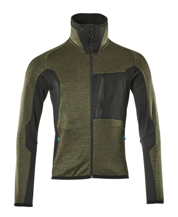Maglione in pile con chiusura lampo ADVANCED verde muschio/nero
