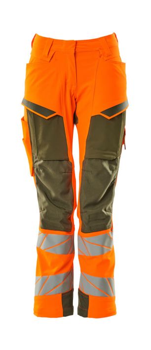 Pantaloni con tasche porta-ginocchiere ACCELERATE SAFE hi-vis arancio/verde muschio