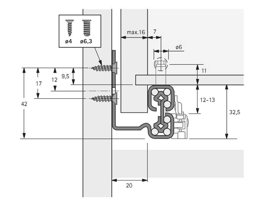 Guida ad estrazione totale per cassetti in legno Quadro V6+ con Silent System