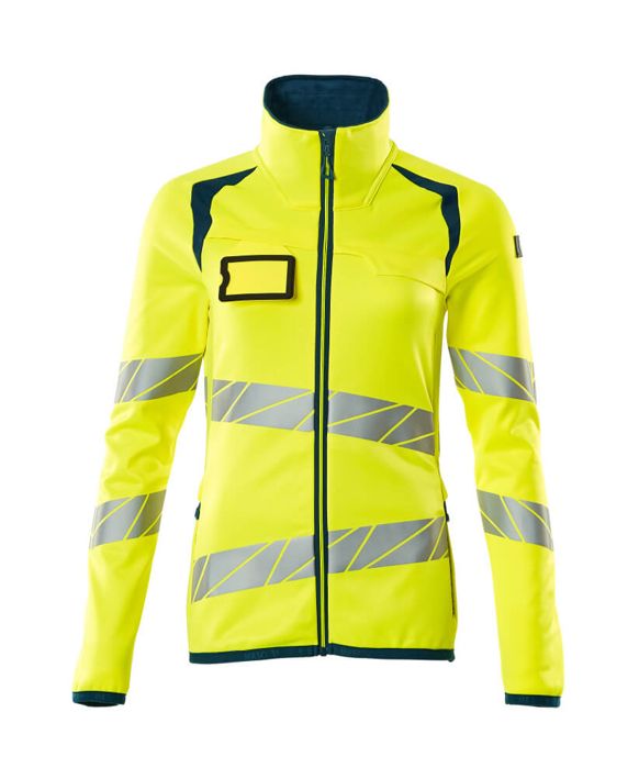 Maglione in pile con chiusura lampo ACCELERATE SAFE hi-vis giallo/petrolio scuro