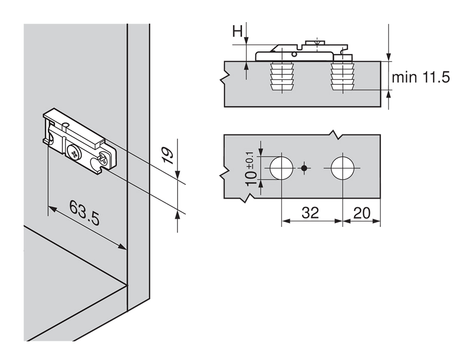 Piastrina di premontaggio con eccentrico diritta CLIP top