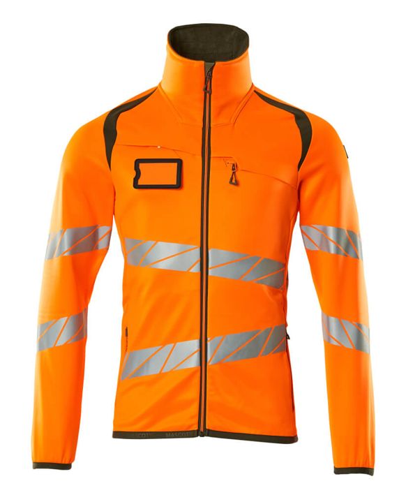 Maglione in pile con chiusura lampo ACCELERATE SAFE hi-vis arancio/verde muschio