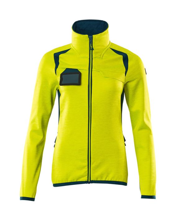 Maglione in pile con chiusura lampo ACCELERATE SAFE hi-vis giallo/petrolio scuro