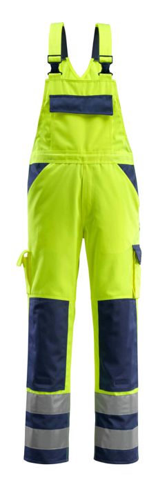 Salopette con tasche porta-ginocchiere SAFE COMPETE hi-vis giallo/blu navy