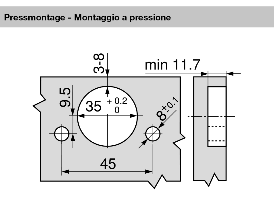 Cerniera da 125° CLIP top BLUMOTION  