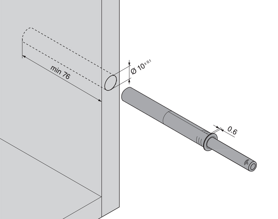 Versione lunga TIP-ON per porte, con paracolpi  