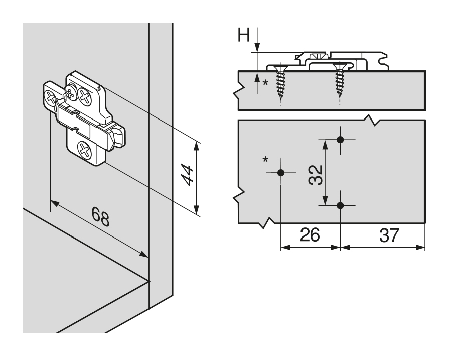 Piastrina di premontaggio a croce CLIP top