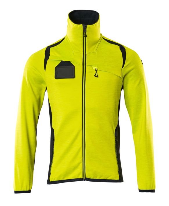 Maglione in pile con chiusura lampo ACCELERATE SAFE hi-vis giallo/blu navy scuro