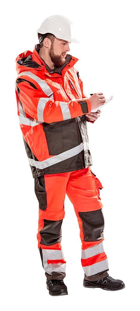 Pantaloni con tasche porta-ginocchiere SAFE SUPREME hi-vis rosso/antracite scuro
