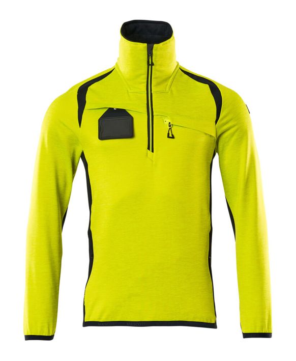 Maglione in pile con mezza cerniera ACCELERATE SAFE hi-vis giallo/blu navy scuro