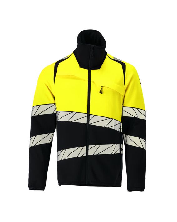Maglione in pile con chiusura lampo ACCELERATE SAFE blu navy scuro/hi-vis giallo