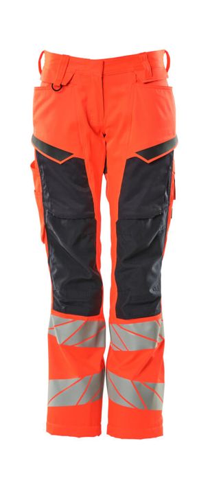 Pantaloni con tasche porta-ginocchiere ACCELERATE SAFE hi-vis rosso/blu navy scuro