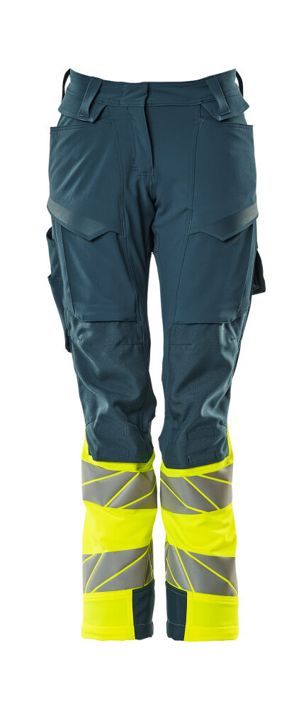 Pantaloni con tasche porta-ginocchiere ACCELERATE SAFE petrolio scuro/hi-vis giallo
