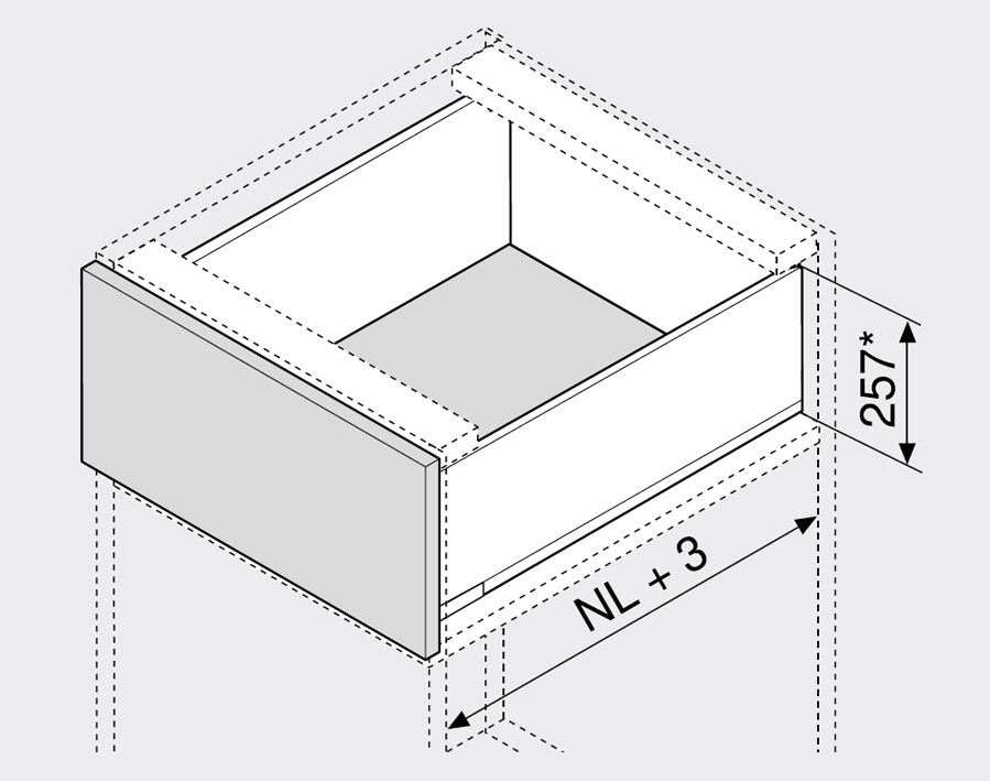 Legrabox - altezza F - bianco seta opaco 