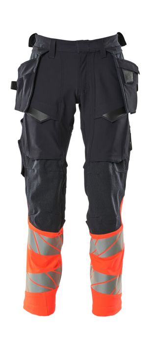 Pantaloni con tasche esterne ACCELERATE SAFE blu navy scuro/hi-vis rosso