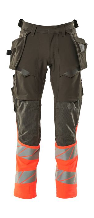 Pantaloni con tasche esterne ACCELERATE SAFE antracite scuro/hi-vis rosso