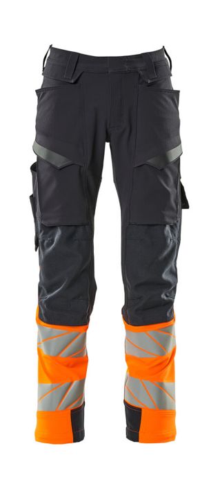 Pantaloni con tasche porta-ginocchiere ACCELERATE SAFE blu navy scuro/hi-vis arancio