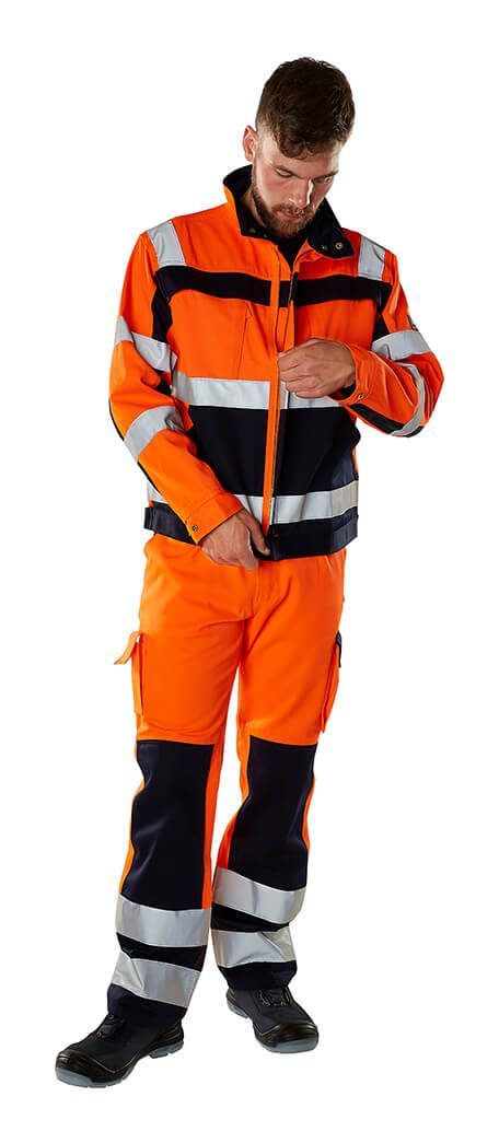 Pantaloni con tasche porta-ginocchiere SAFE COMPETE hi-vis arancio/verde