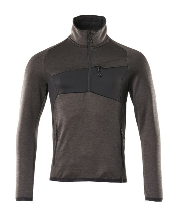 Maglione in pile con mezza cerniera ACCELERATE antracite scuro/nero