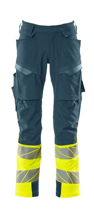 Pantaloni con tasche porta-ginocchiere ACCELERATE SAFE petrolio scuro/hi-vis giallo