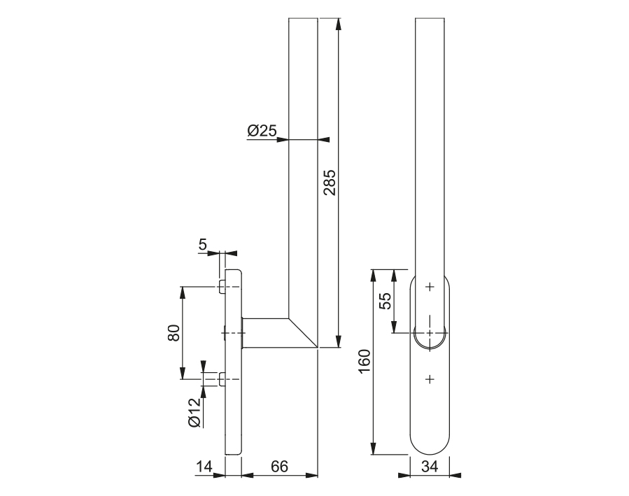 Maniglione singolo per alzante scorrevole (lato interno) serie Amsterdam HS-E0400F-25/431N-AS 