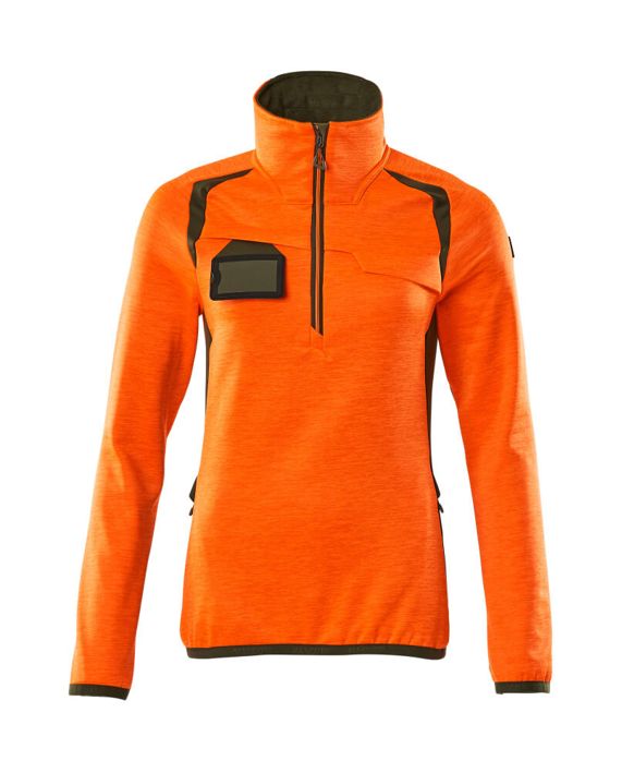 Maglione in pile con mezza cerniera ACCELERATE SAFE hi-vis arancio/verde muschio