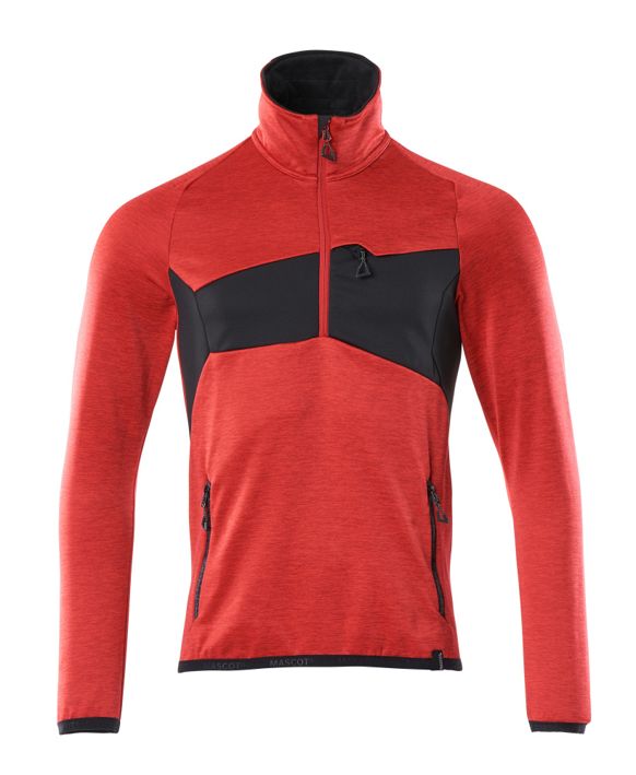 Maglione in pile con mezza cerniera ACCELERATE rosso/nero