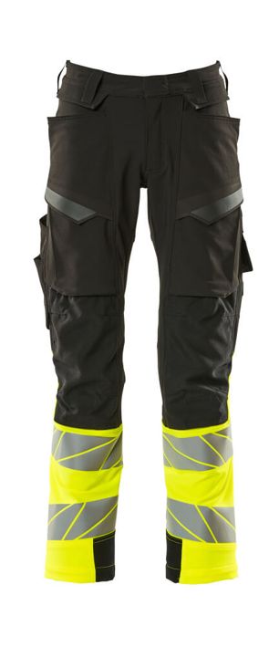 Pantaloni con tasche porta-ginocchiere ACCELERATE SAFE nero/hi-vis giallo