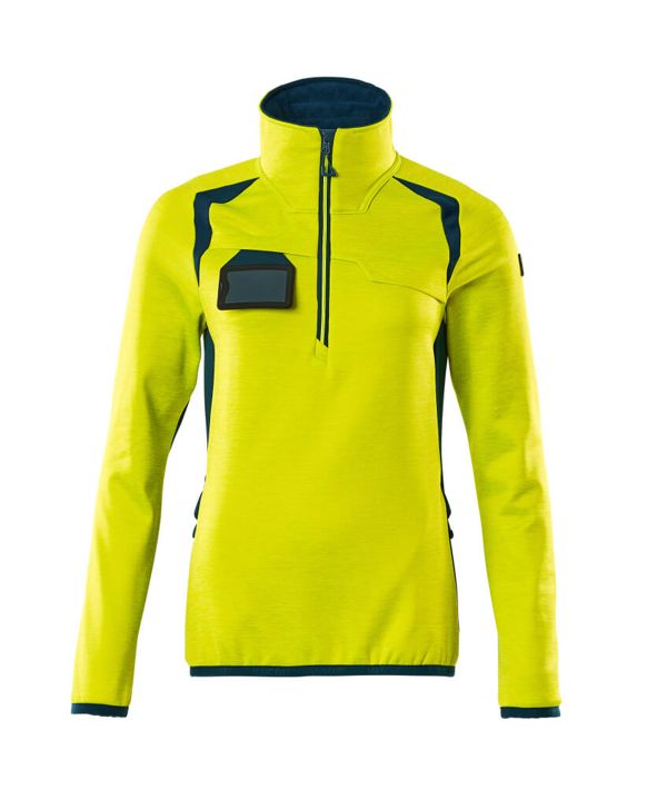 Maglione in pile con mezza cerniera ACCELERATE SAFE hi-vis giallo/petrolio scuro