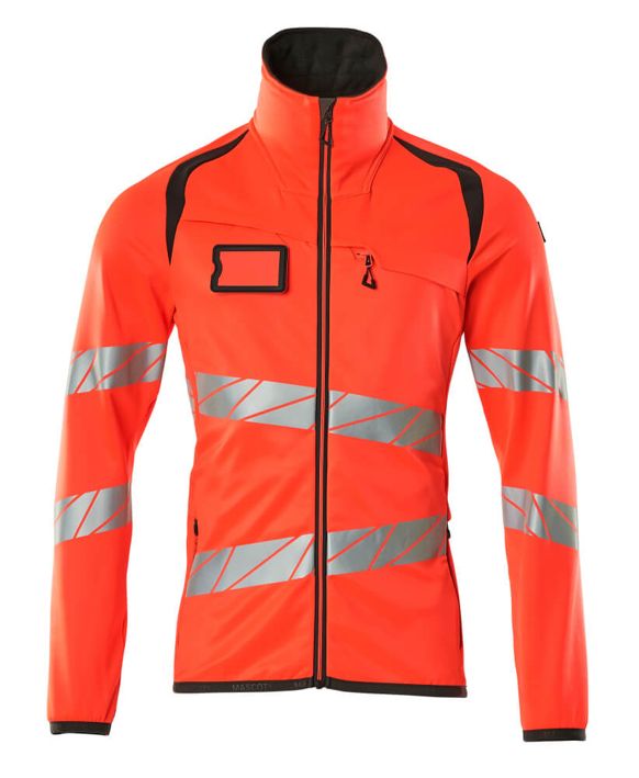 Maglione in pile con chiusura lampo ACCELERATE SAFE hi-vis rosso/antracite scuro