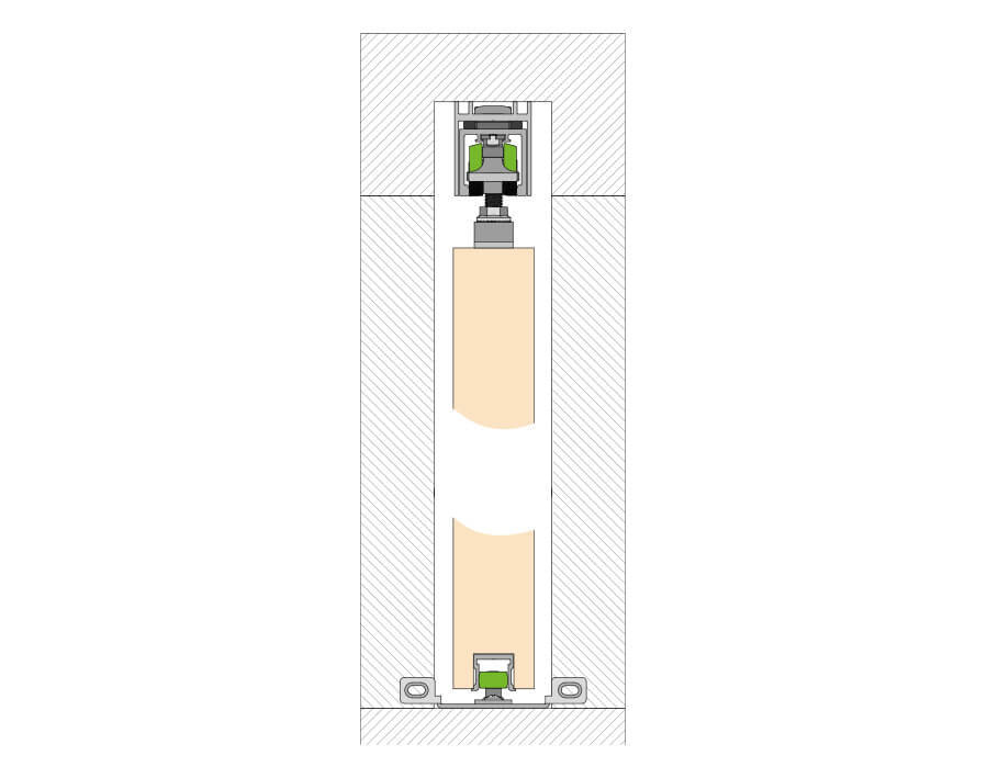Ferramenta per 1 anta scorrevole in legno opk Spaceship 80 W Standard Pocket  
