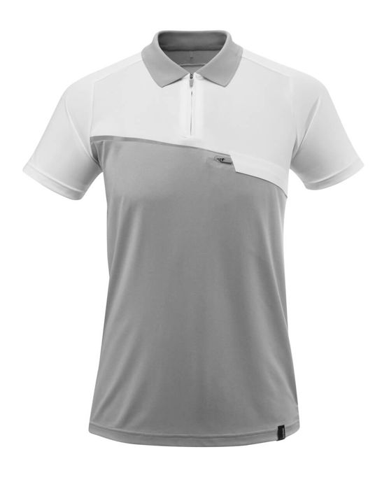 Polo con tasca sul petto ADVANCED grigio melange/bianco