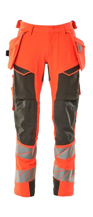 Pantaloni con tasche esterne ACCELERATE SAFE hi-vis rosso/antracite scuro
